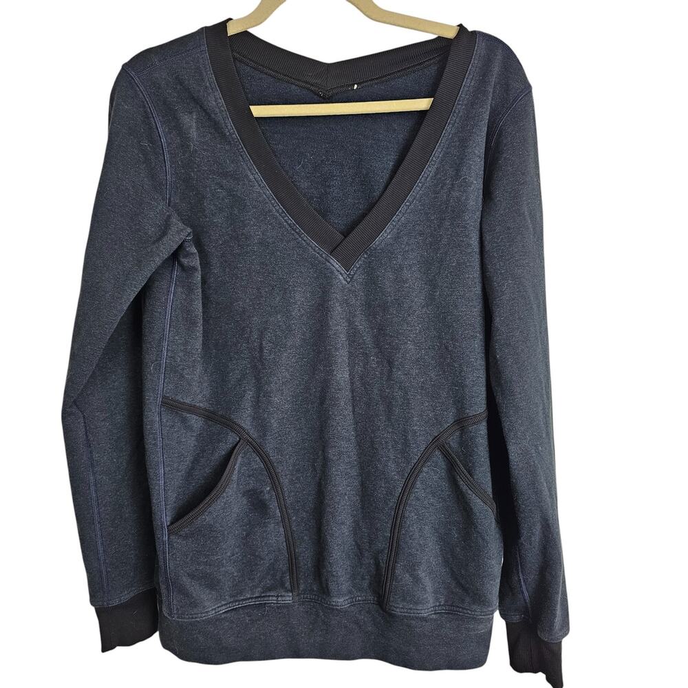 Lululemon Womens Knit-V-Neck Sweater Size S Athletic Activewear Yoga Gym Navy